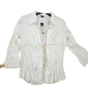 Satin blouse with golden accents,  NWT, sz L